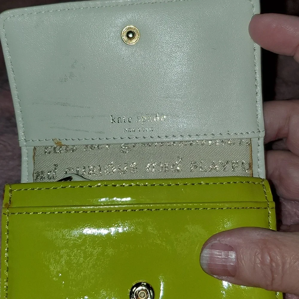 Kate Spade Sour Apple Green Patton Leather Wallet - Picture 11 of 17